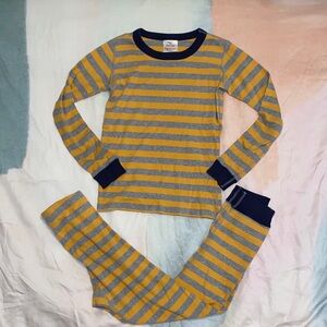 Hanna Andersson Striped Kids Pajamas - Orange and Gray Size 10 Used